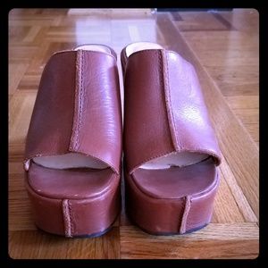 5" Hi Heel Leather Wedge Slides